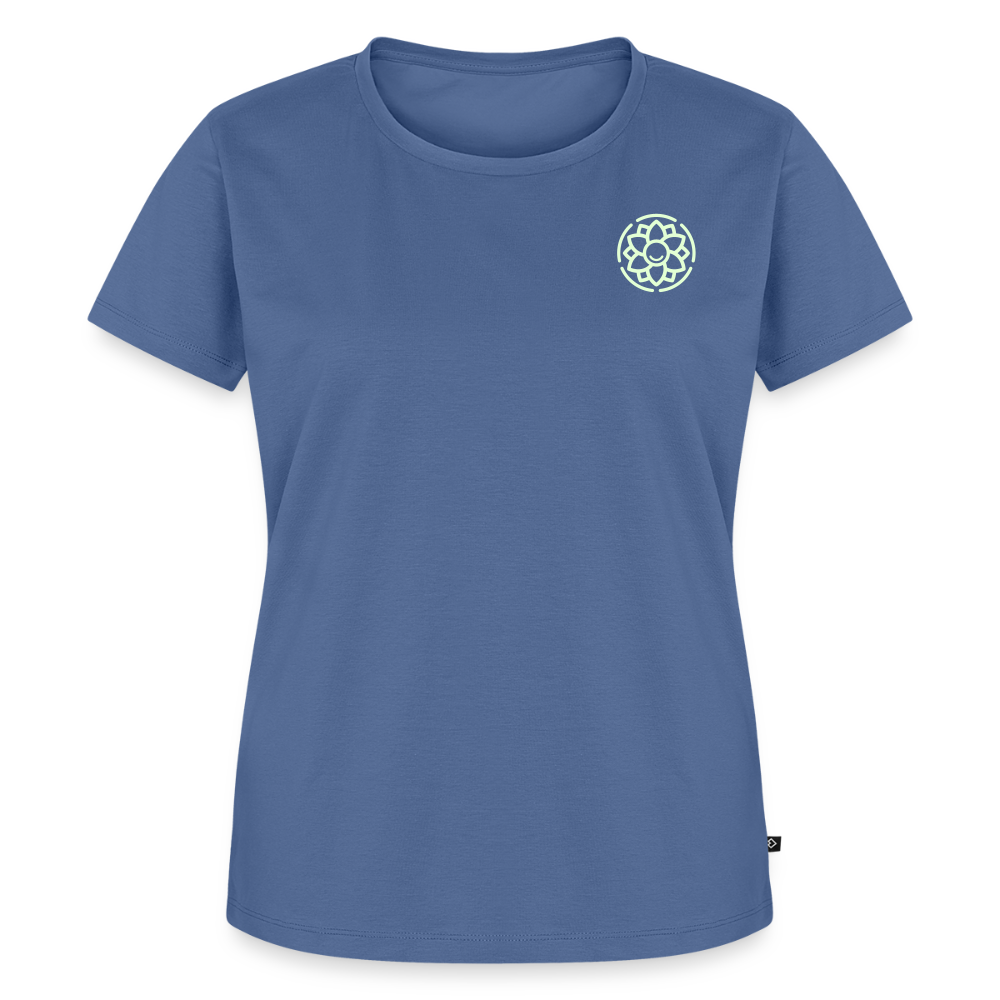 Design T-Shirt „Seid lieb zueinander“ für Damen aus Bio-Baumwolle, Farbe: blau - Dankfabrik.