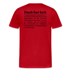 Design T-Shirt „Dankbarkeit“ für Herren aus Bio-Baumwolle, Farbe: rot – Dankfabrik.