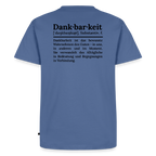 Design T-Shirt „Dankbarkeit“ für Herren aus Bio-Baumwolle, Farbe: blau – Dankfabrik.
