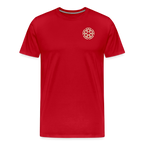 Design T-Shirt „Ich danke, also bin ich“ für Herren aus Bio-Baumwolle, Farbe: rot – Dankfabrik.