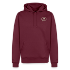 Design Hoodie „Seid lieb zueinander“ für Herren aus Bio-Baumwolle, Farbe: burgunderrot – Dankfabrik.