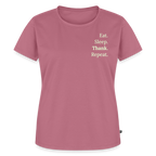 Design T-Shirt „Eat. Sleep. Thank. Repeat.“ für Damen aus Bio-Baumwolle, Farbe: rosa - Dankfabrik.