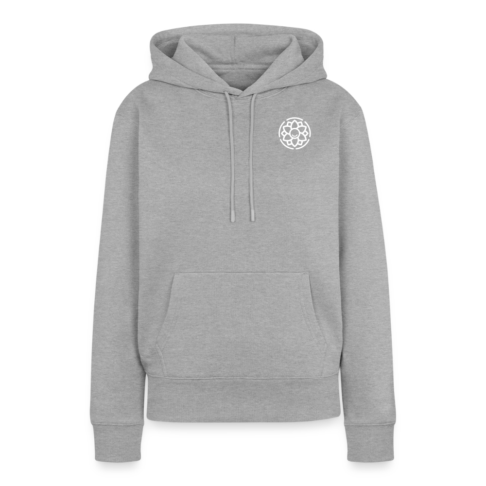 Design-Hoodie „Dankbarkeit“ für Damen aus Bio-Baumwolle, Farbe: grau – Dankfabrik.