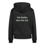 Design-Hoodie „Ich danke, also bin ich“ für Damen aus Bio-Baumwolle, Farbe: schwarz – Dankfabrik.