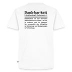 Design T-Shirt „Dankbarkeit“ für Herren aus Bio-Baumwolle, Farbe: weiß – Dankfabrik.