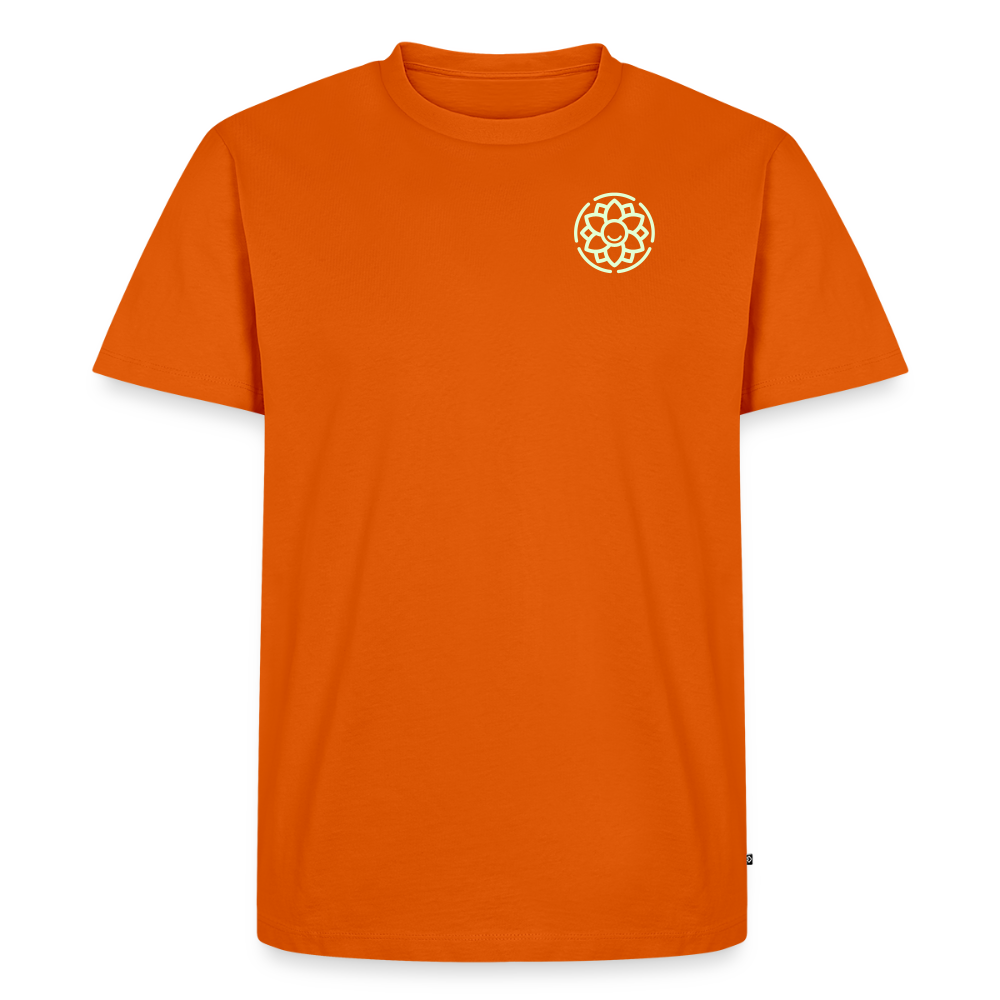 Design T-Shirt „Ich danke, also bin ich“ für Herren aus Bio-Baumwolle, Farbe: orange – Dankfabrik.