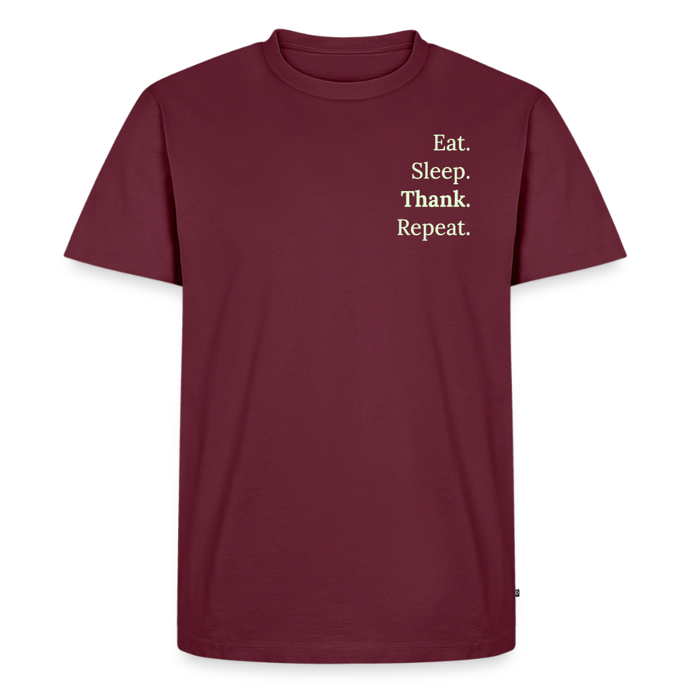T-Shirt „Eat. Sleep. Thank. Repeat.“ | Herren * - Burgunderrot