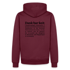 Design-Hoodie „Dankbarkeit“ für Herren aus Bio-Baumwolle, Farbe: burgunderrot – Dankfabrik.