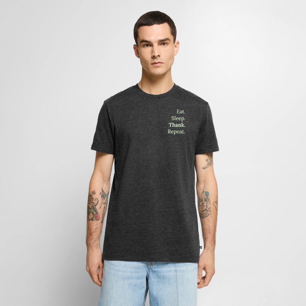 T-Shirt „Eat. Sleep. Thank. Repeat.“ | Herren * - Anthrazit meliert