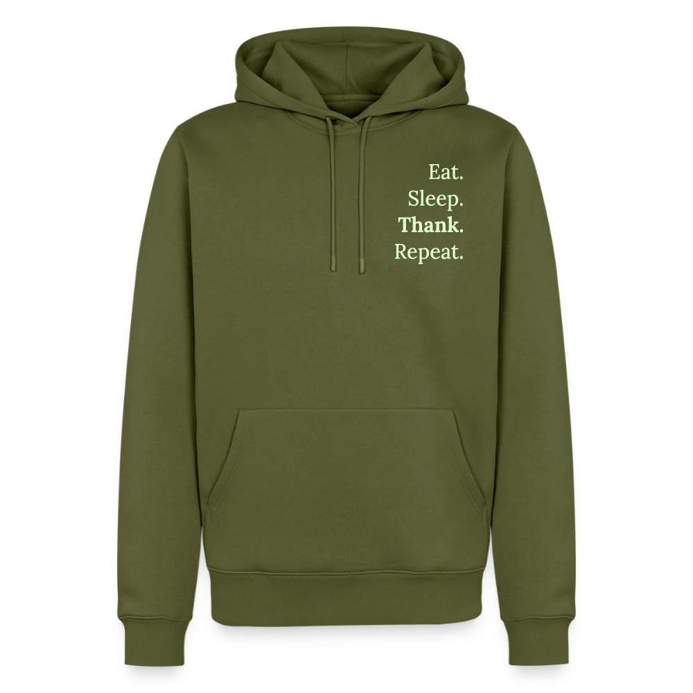 Hoodie „Eat. Sleep. Thank. Repeat.“ | Herren * - Khaki