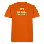 Design T-Shirt „Ich danke, also bin ich“ für Herren aus Bio-Baumwolle, leuchtende Farbe: orange – Dankfabrik.