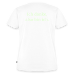 Design T-Shirt „Ich danke, also bin ich“ für Damen aus Bio-Baumwolle, Farbe: weiß – Dankfabrik.