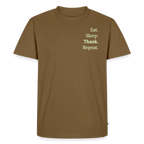 T-Shirt „Eat. Sleep. Thank. Repeat.“ | Herren * - Nussbraun