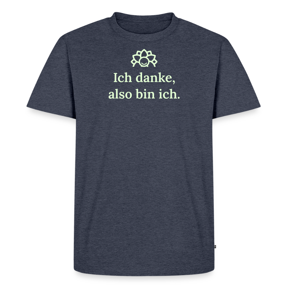 Design T-Shirt „Ich danke, also bin ich“ für Herren aus Bio-Baumwolle, leuchtende Farbe: blau – Dankfabrik.