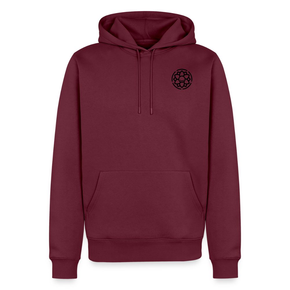 Design-Hoodie „Dankbarkeit“ für Herren aus Bio-Baumwolle, Farbe: burgunderrot – Dankfabrik.