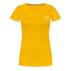 Design T-Shirt „Seid lieb zueinander“ für Damen aus Bio-Baumwolle, Farbe: gelb - Dankfabrik.