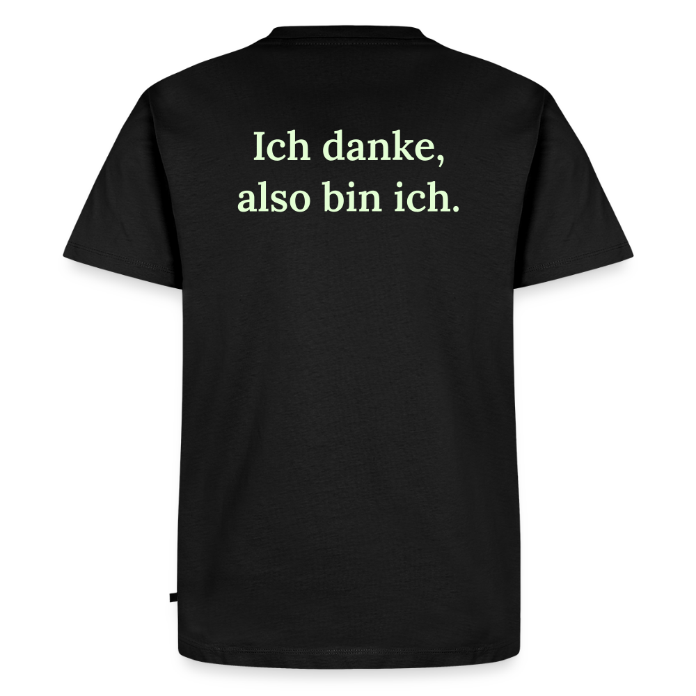 Design T-Shirt „Ich danke, also bin ich“ für Herren aus Bio-Baumwolle, Farbe: schwarz – Dankfabrik.