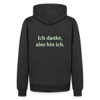 Design Hoodie „Ich danke, also bin ich“ für Herren aus Bio-Baumwolle, Farbe: anthrazit – Dankfabrik.