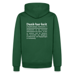 Design-Hoodie „Dankbarkeit“ für Herren aus Bio-Baumwolle, Farbe: grün – Dankfabrik.