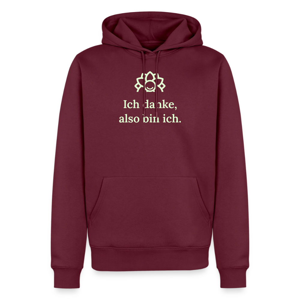 Hoodie „Ich danke, also bin ich.“ | Herren * - Burgunderrot