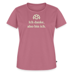 Design T-Shirt „Ich danke, also bin ich“ für Damen aus Bio-Baumwolle, leuchtende Farbe: pink – Dankfabrik.