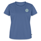 Design T-Shirt „Eat. Sleep. Thank. Repeat.“ für Damen aus Bio-Baumwolle, Farbe: blau - Dankfabrik.