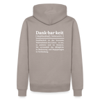 Design-Hoodie „Dankbarkeit“ für Herren aus Bio-Baumwolle, Farbe: beige – Dankfabrik.