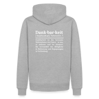 Design-Hoodie „Dankbarkeit“ für Herren aus Bio-Baumwolle, Farbe: grau – Dankfabrik.
