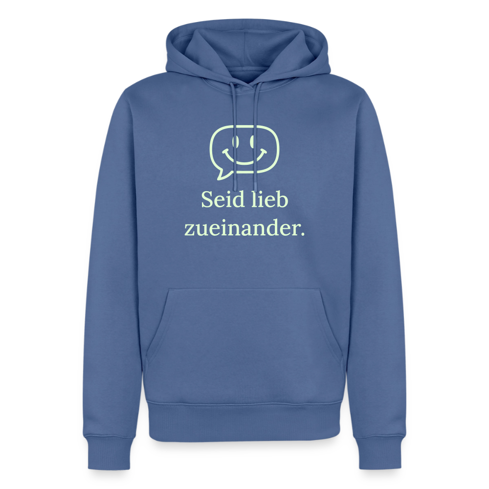Hoodie „Seid lieb zueinander“ | Herren * - Taubenblau