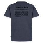 Design T-Shirt „Dankbarkeit“ für Herren aus Bio-Baumwolle, Farbe: blau – Dankfabrik.