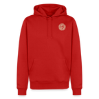 Design Hoodie „Seid lieb zueinander“ für Herren aus Bio-Baumwolle, Farbe: rot – Dankfabrik.