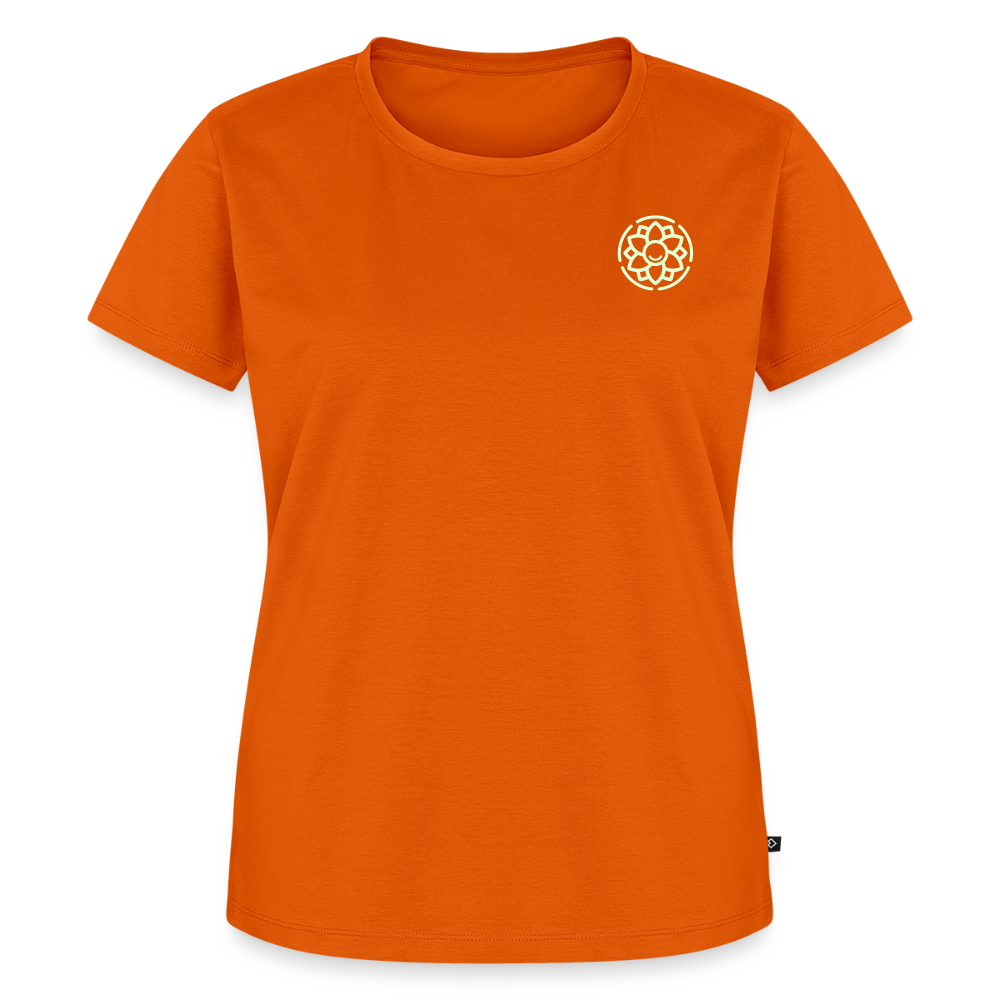 Design T-Shirt „Eat. Sleep. Thank. Repeat.“ für Damen aus Bio-Baumwolle, Farbe: orange - Dankfabrik.