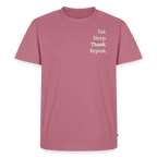 Design T-Shirt „Eat. Sleep. Thank. Repeat.“ für Herren aus Bio-Baumwolle, Farbe: rosa - Dankfabrik.
