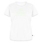 Design T-Shirt „Ich danke, also bin ich“ für Damen aus Bio-Baumwolle, leuchtende Farbe: weiß – Dankfabrik.