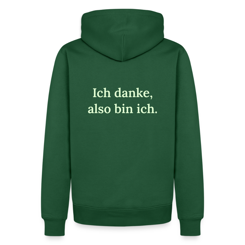 Design Hoodie „Ich danke, also bin ich“ für Herren aus Bio-Baumwolle, Farbe: grün – Dankfabrik.