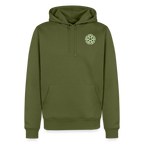 Design-Hoodie „Eat. Sleep. Thank. Repeat.“ für Herren aus Bio-Baumwolle, Farbe: khaki - Dankfabrik.