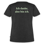 Design T-Shirt „Ich danke, also bin ich“ für Damen aus Bio-Baumwolle, Farbe: burgunderrot – Dankfabrik.