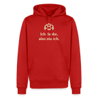 Design Hoodie „Ich danke, also bin ich“ für Herren aus Bio-Baumwolle, leuchtende Farbe: rot – Dankfabrik.