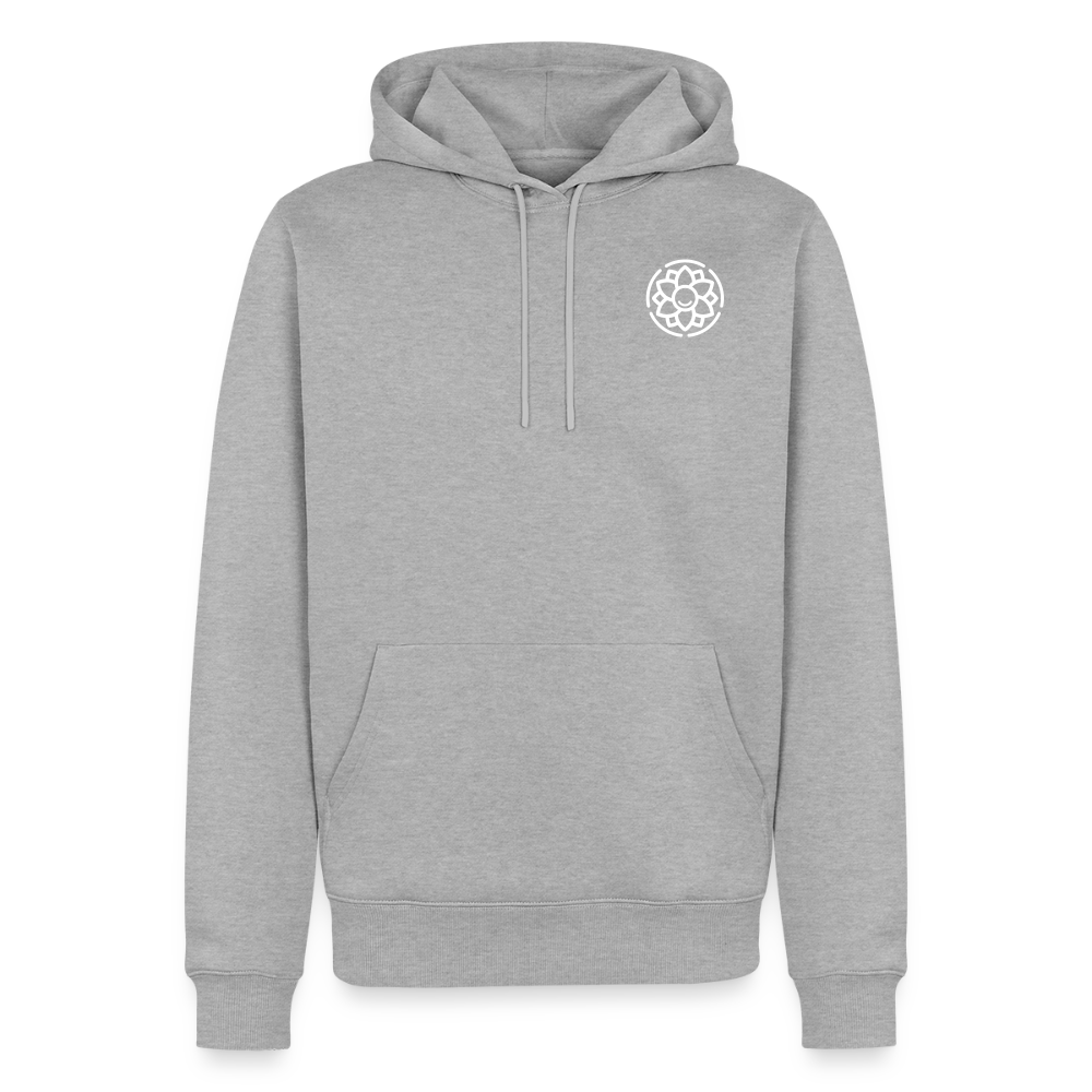 Design-Hoodie „Dankbarkeit“ für Herren aus Bio-Baumwolle, Farbe: grau – Dankfabrik.