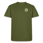 Design T-Shirt „Eat. Sleep. Thank. Repeat.“ für Herren aus Bio-Baumwolle, Farbe: khaki  - Dankfabrik.