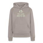 Design-Hoodie „Ich danke, also bin ich“ für Damen aus Bio-Baumwolle, leuchtende Farbe: beige – Dankfabrik.