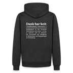Design-Hoodie „Dankbarkeit“ für Herren aus Bio-Baumwolle, Farbe: anthratiz – Dankfabrik.