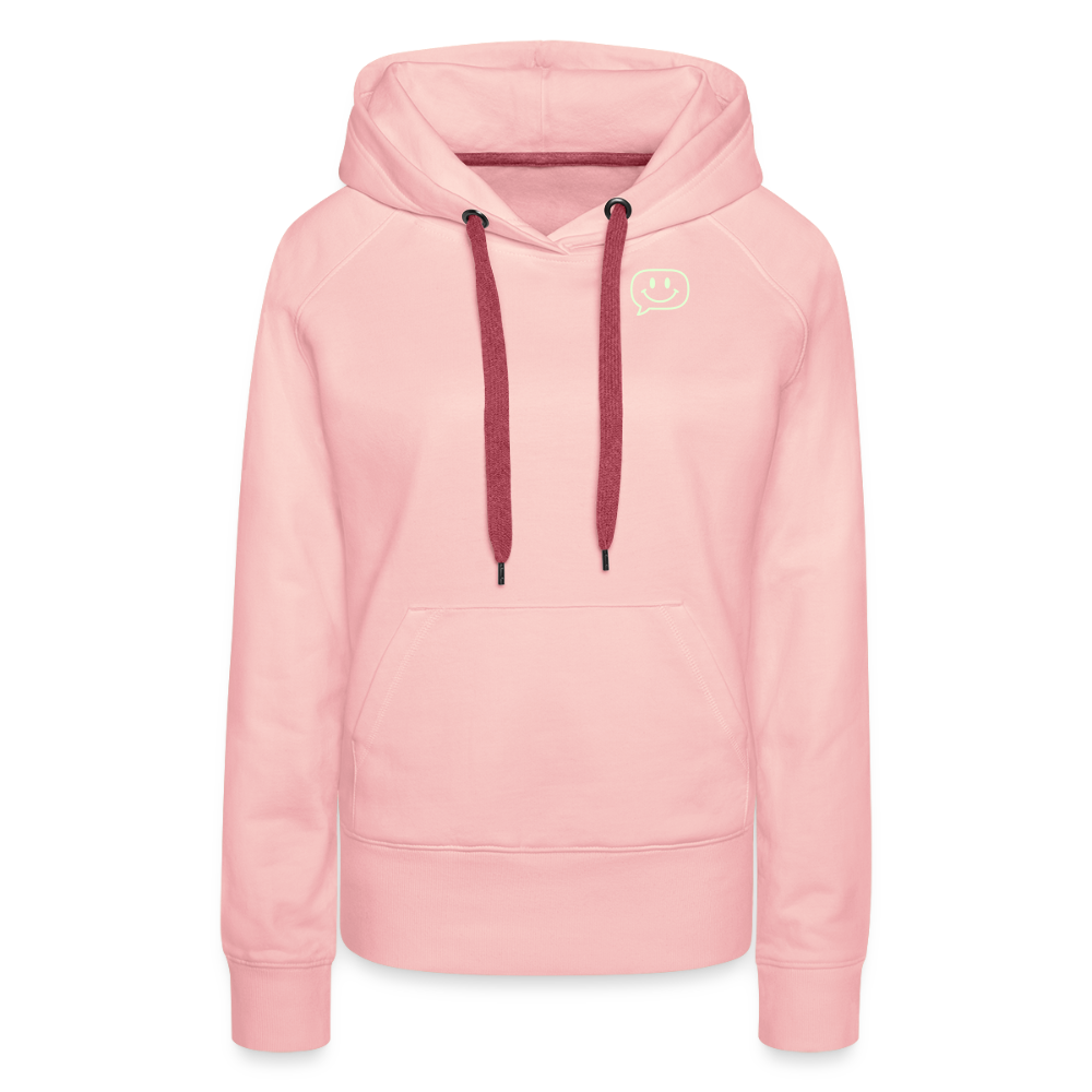 Design Hoodie „Seid lieb zueinander“ für Damen aus Bio-Baumwolle, Farbe: rosa – Dankfabrik.