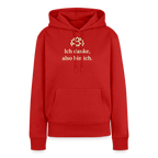 Design-Hoodie „Ich danke, also bin ich“ für Damen aus Bio-Baumwolle, leuchtende Farbe: rot – Dankfabrik.