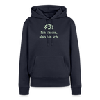 Design-Hoodie „Ich danke, also bin ich“ für Damen aus Bio-Baumwolle, leuchtende Farbe: navy-blau – Dankfabrik.