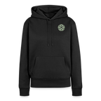 Design Hoodie „Seid lieb zueinander“ für Damen aus Bio-Baumwolle, Farbe: schwarz – Dankfabrik.