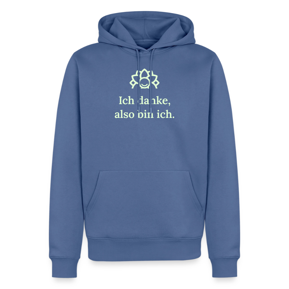 Hoodie „Ich danke, also bin ich.“ | Herren * - Taubenblau
