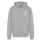 Design-Hoodie „Eat. Sleep. Thank. Repeat.“ für Herren aus Bio-Baumwolle, Farbe: grau - Dankfabrik.