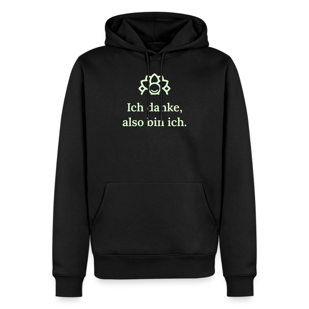 Hoodie „Ich danke, also bin ich.“ | Herren * - Schwarz