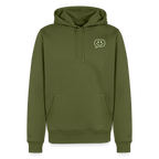 Design Hoodie „Seid lieb zueinander“ für Herren aus Bio-Baumwolle, Farbe: khaki – Dankfabrik.